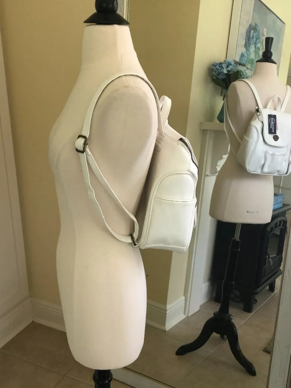 White Mountain White Faux Leather Multi-Pocket Backpack School NWT