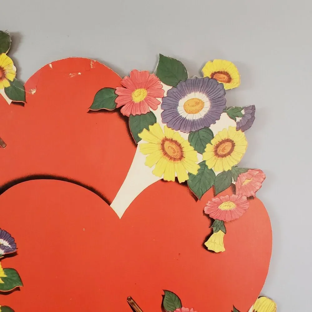 Valentine Heart Arrow Flowers Die Cut Paper Décor Double Sided Flocked Heart