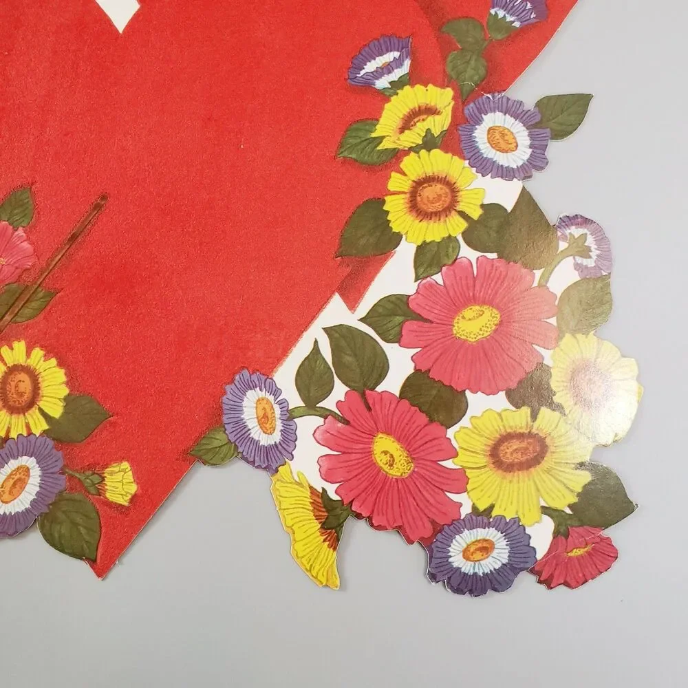 Valentine Heart Arrow Flowers Die Cut Paper Décor Double Sided Flocked Heart