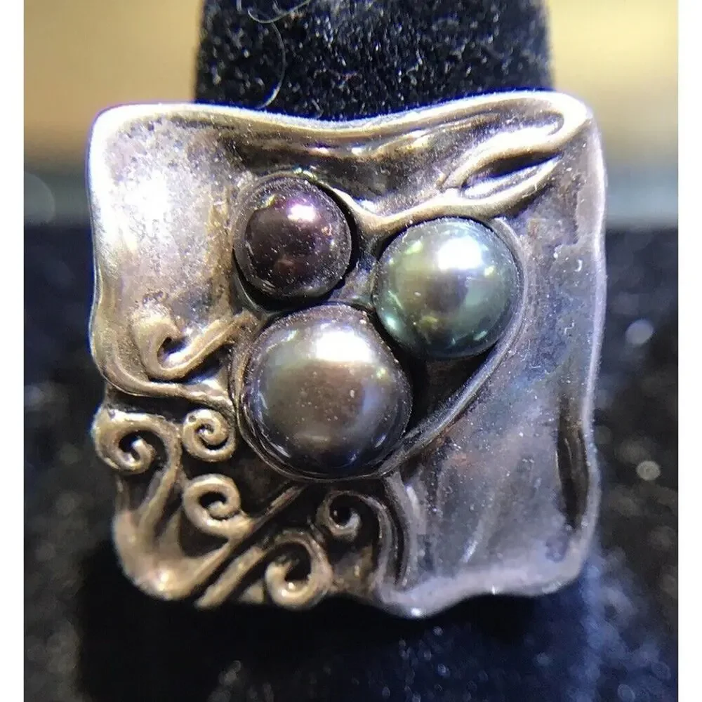 Robson Jewelers Ring Sz6.5 Silver/Pearls 925 NWT (All Stones Simulated)