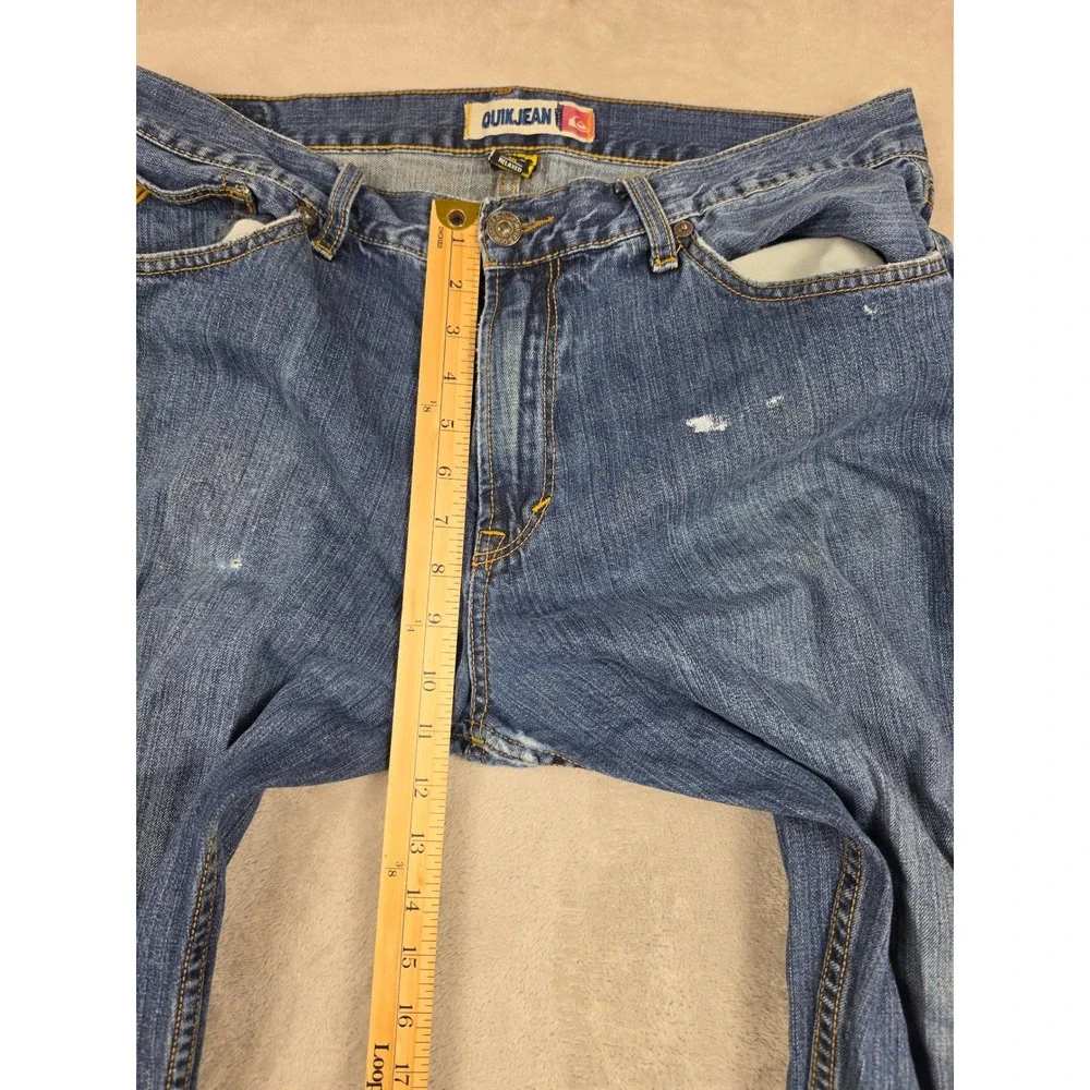 Vintage Quiksilver Quikjean Jeans Mens 36x32 Blue Relaxed Fit Distressed Denim