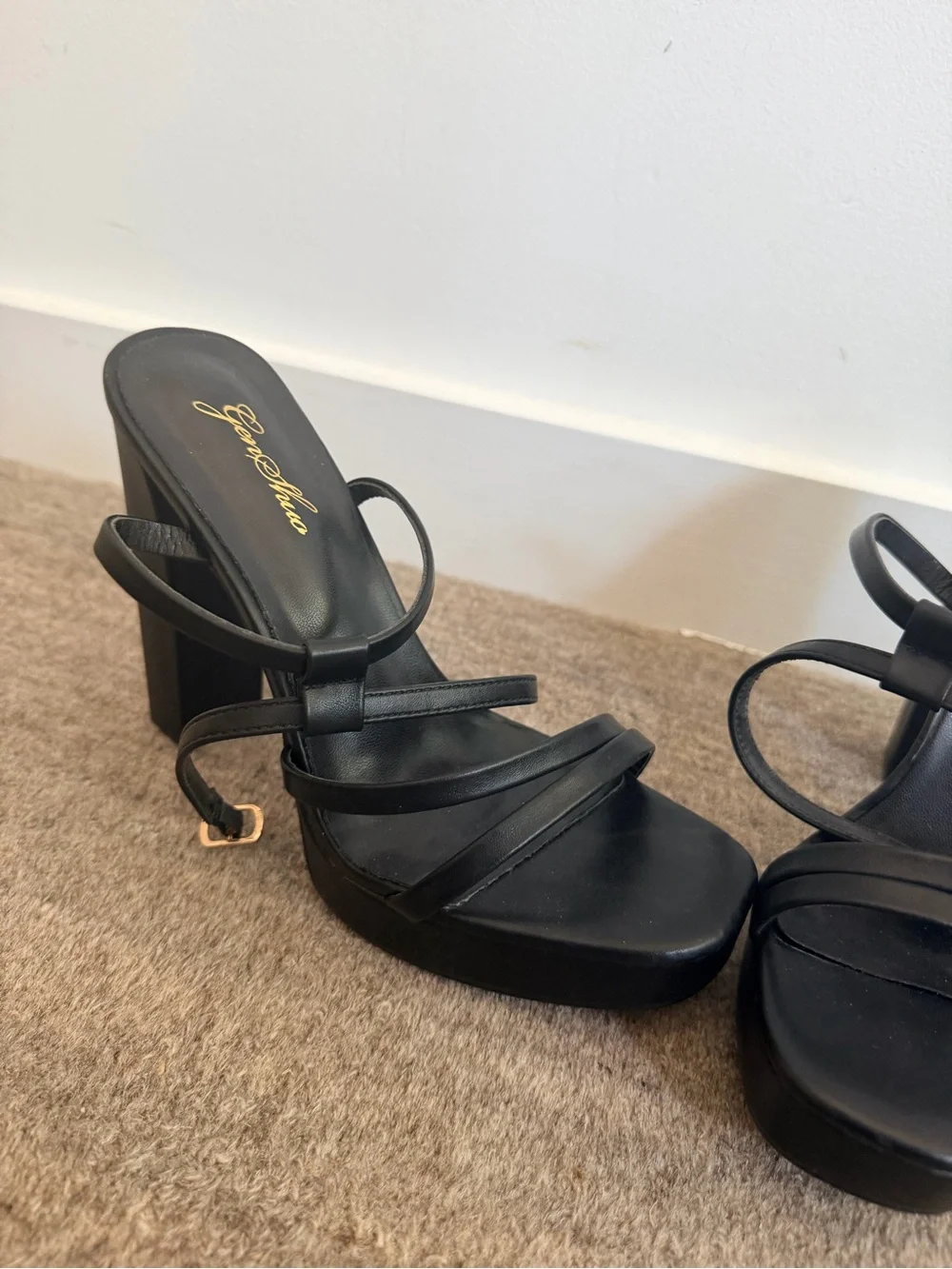 Black Platform Strappy High-Heel