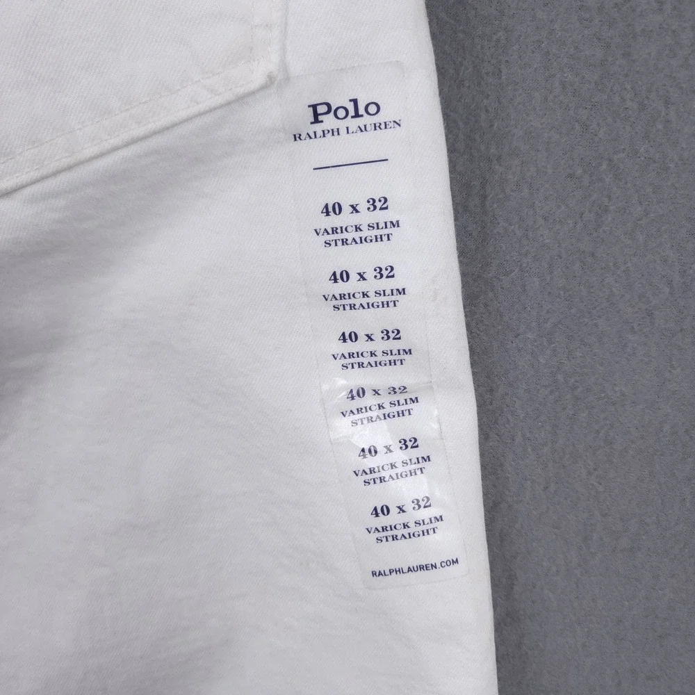 Polo Ralph Lauren Varick Slim Straight White Garment Dyed Stretch Jean Men 40x32