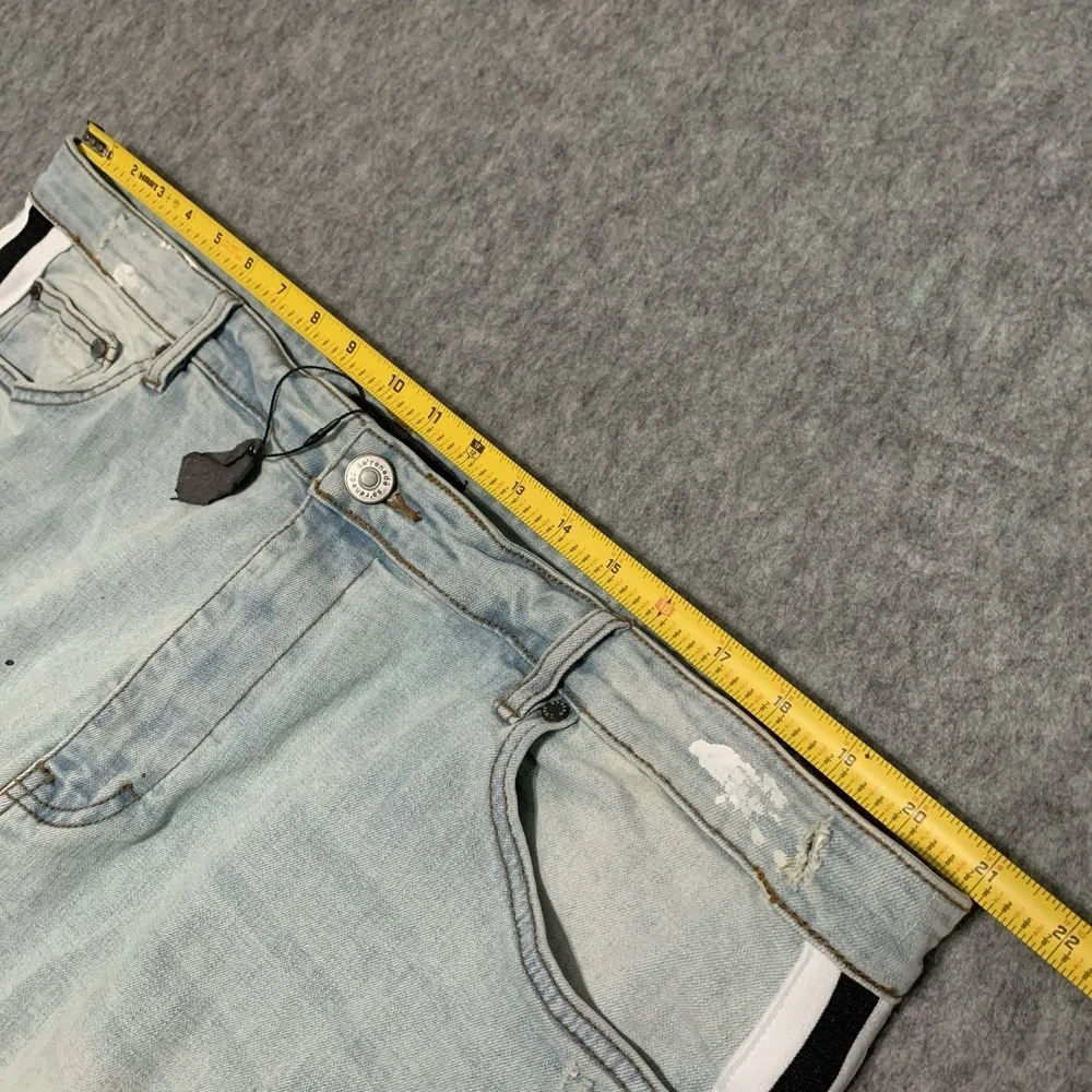 NWT Serenede Jeans Men's 44x31 Distressed Paint Splatter White Black Stripe
