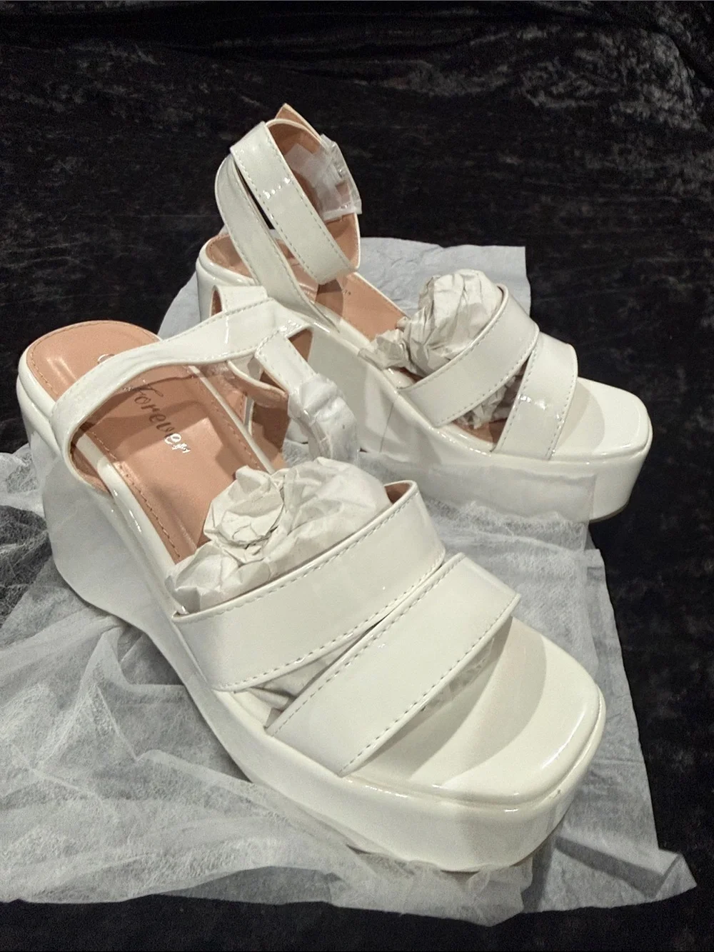 White Platform Sandal Wedges - Women