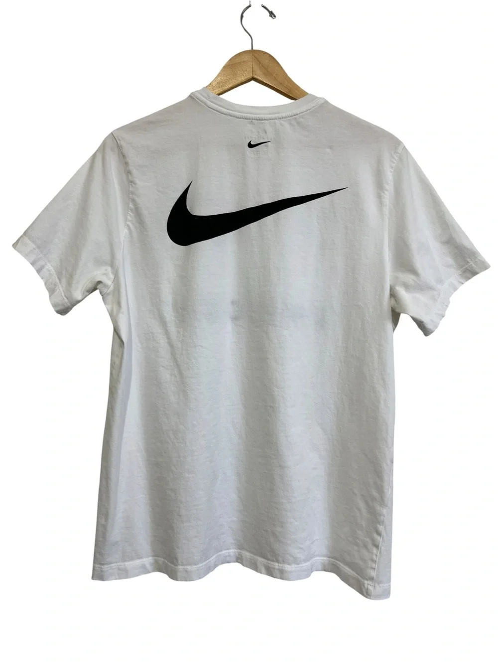 Nike Sportswear Dual Swoosh Pack White Cotton Tee Black Logo Men's Large