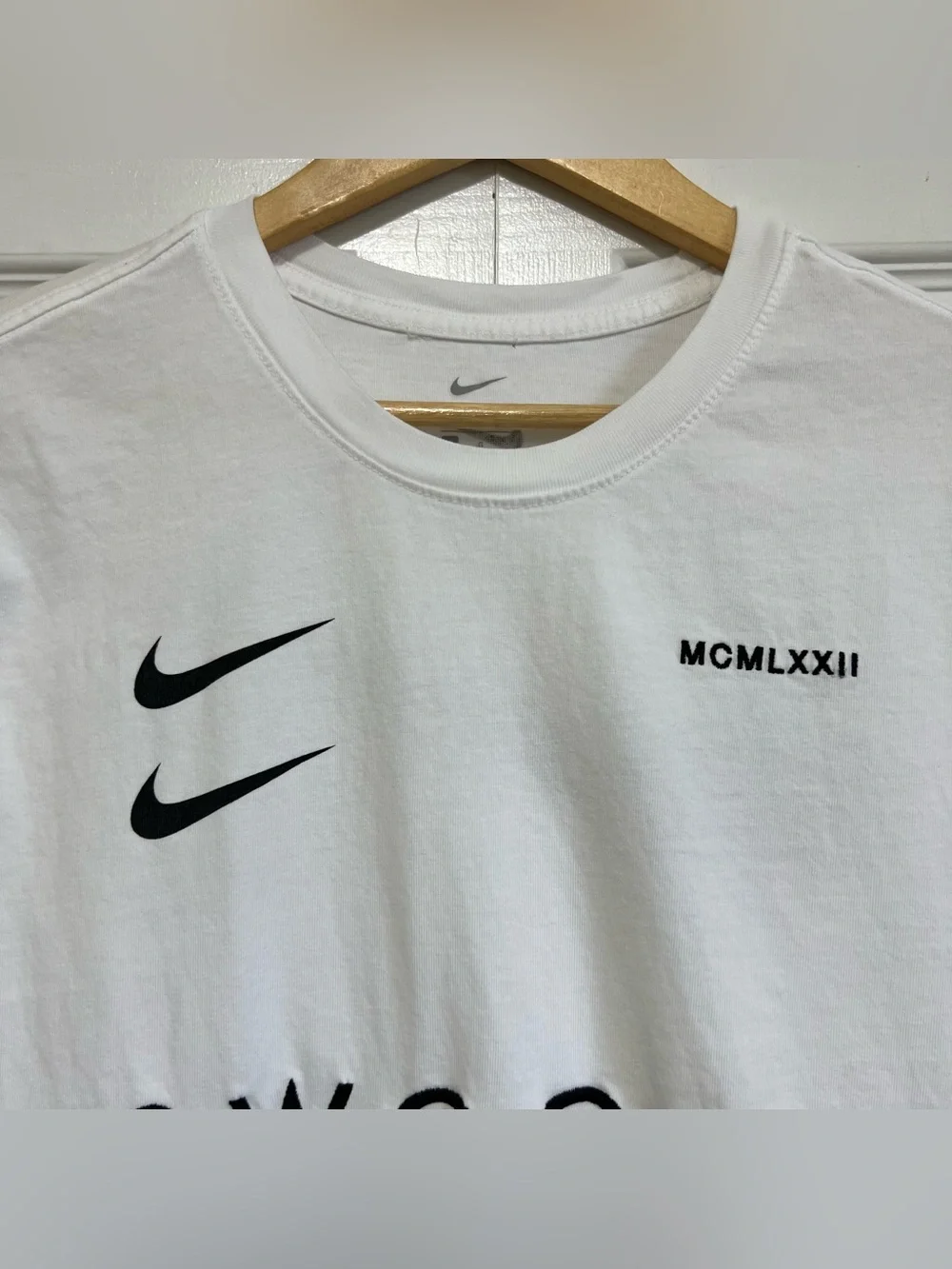 Nike Sportswear Dual Swoosh Pack White Cotton Tee Black Logo Men's Large