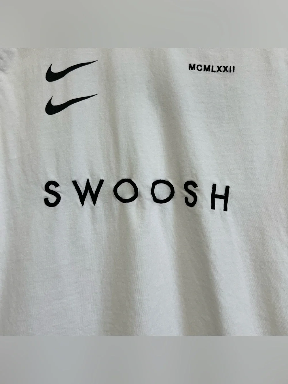 Nike Sportswear Dual Swoosh Pack White Cotton Tee Black Logo Men's Large
