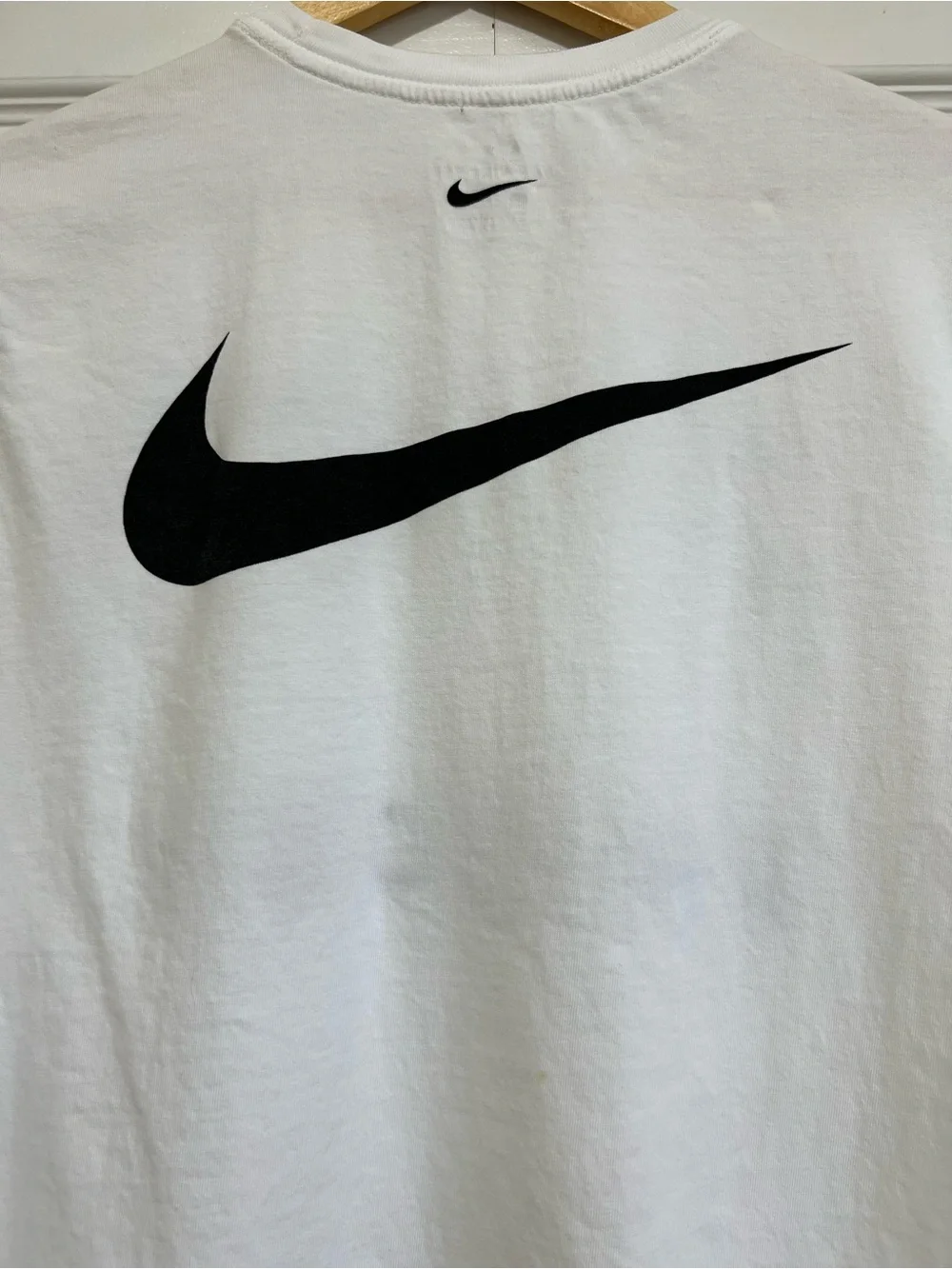 Nike Sportswear Dual Swoosh Pack White Cotton Tee Black Logo Men's Large
