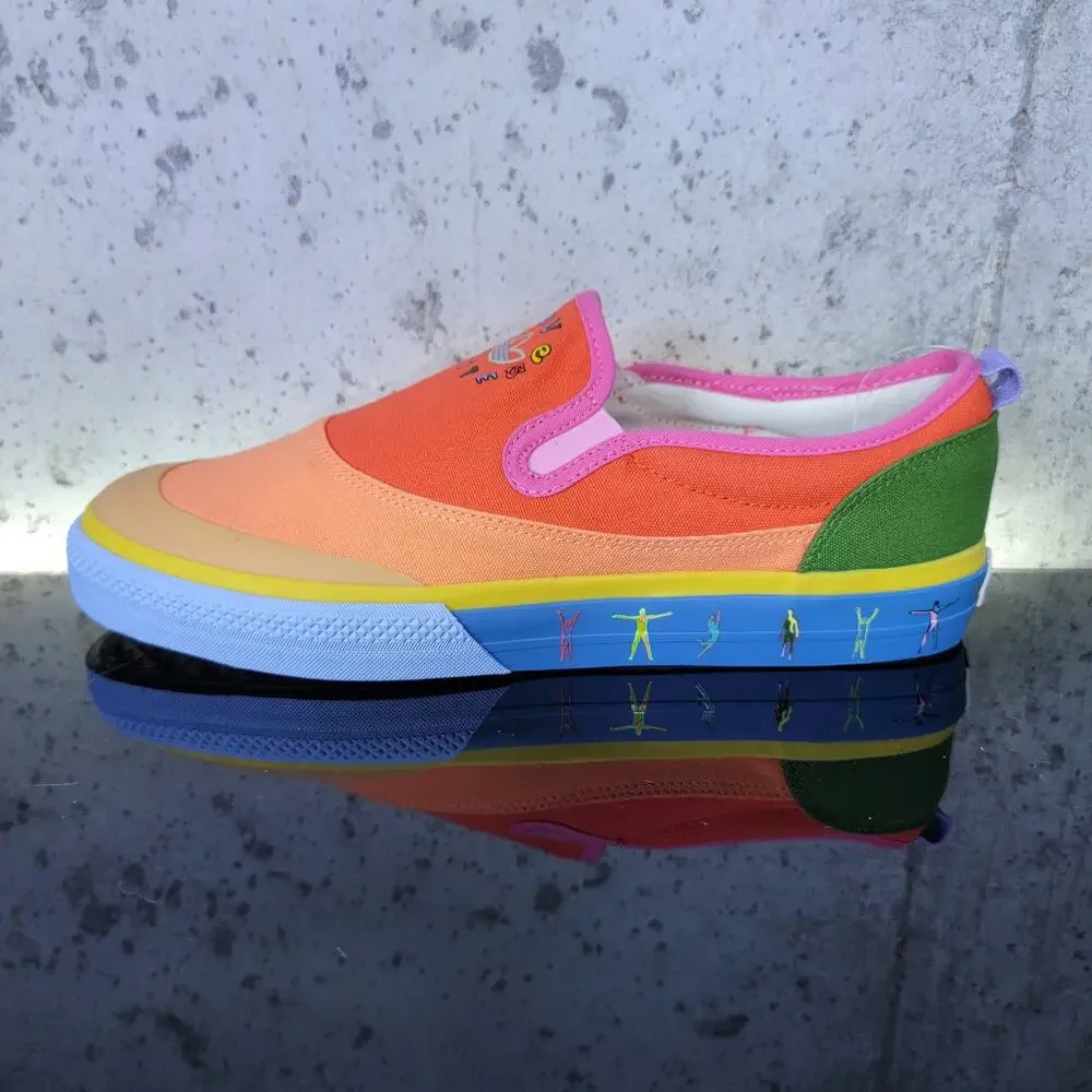 New Adidas Nizza Pride Men's Size 10.5 Slip On Sneakers, GW2421, Love Unites Sho