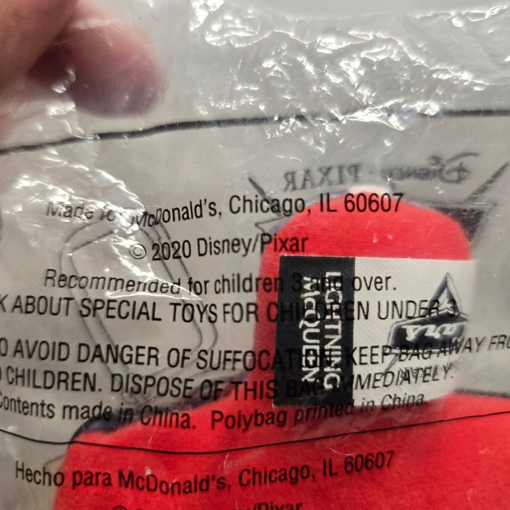 Disney Pixar Cars Lightning McQueen McDonald's Happy Meal Plush Clip Toy 2020 #3