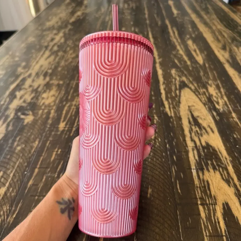 Starbucks - Red Geometric Tumbler with Straw – 24oz