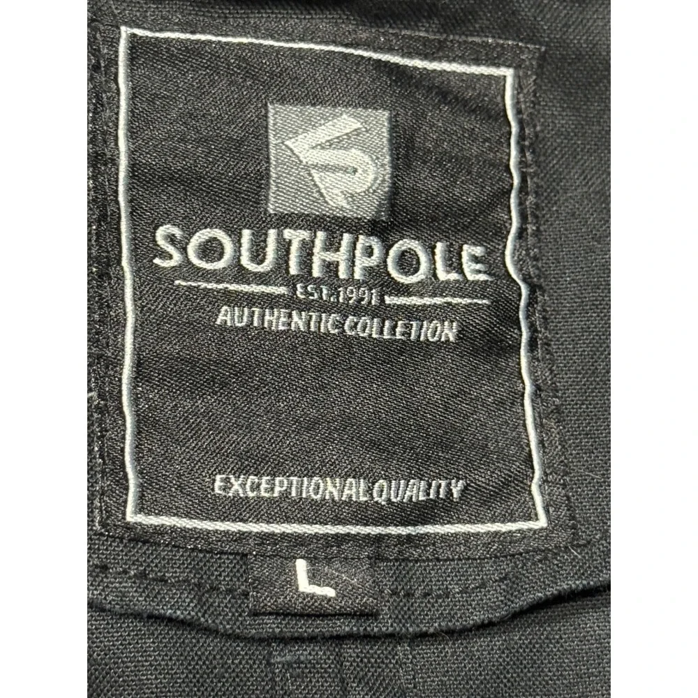Southpole Fishtail Parka Jacket Mens L Hooded Utility Streetwear Black