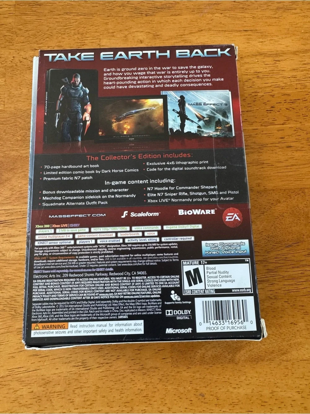 Mass Effect 3 N7 Collector’s Edition Complete Box Set Xbox 360 Tested