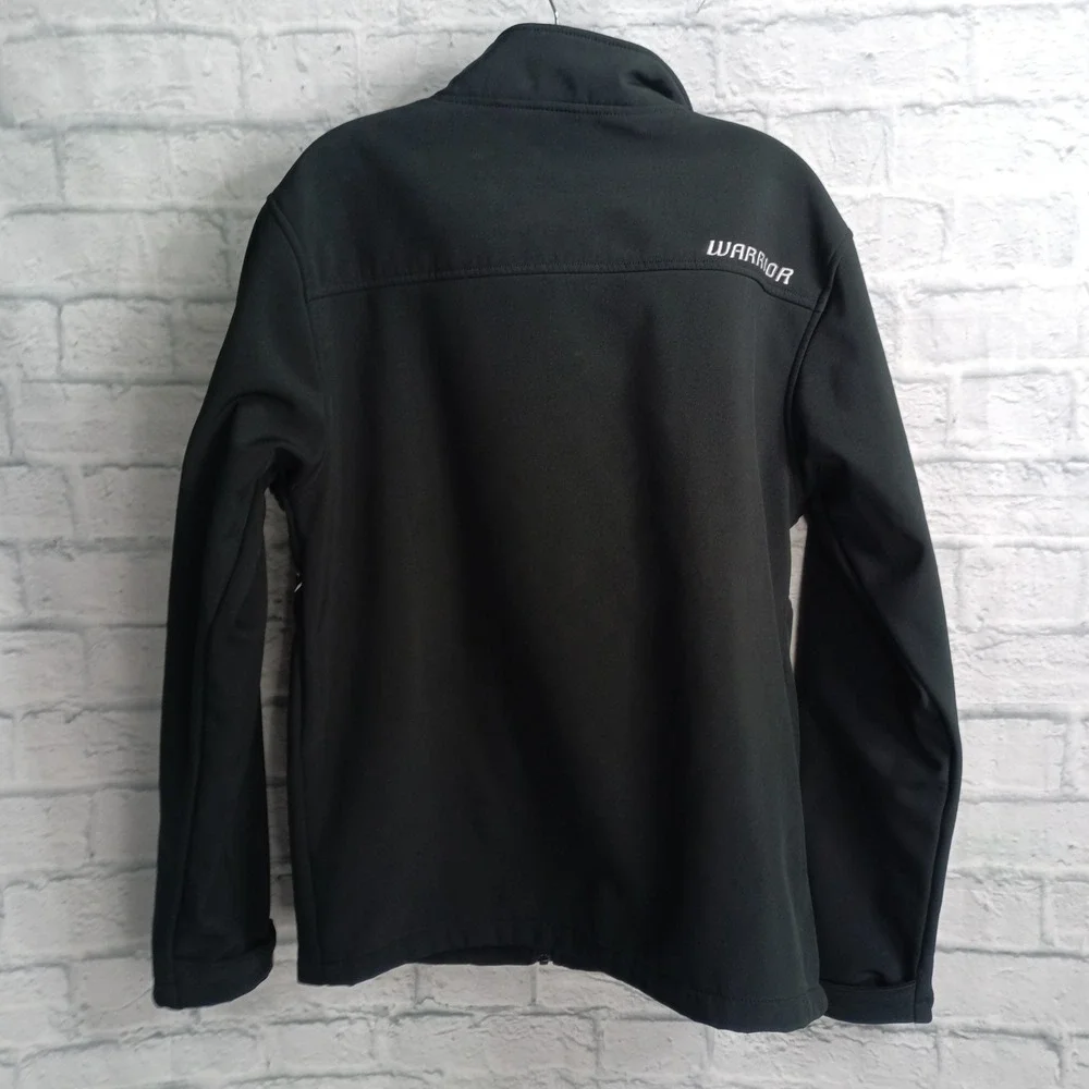 Warrior Mens Black Softshell Full Zip Athletic Jacket  Medium Embroidered Hockey