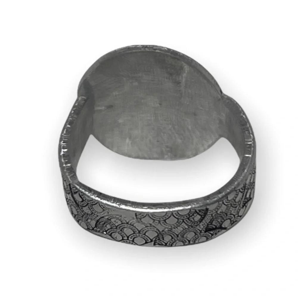 Handmade 9‎ stamped boho Mermaid silver adjustable hypoallergenic medallion ring