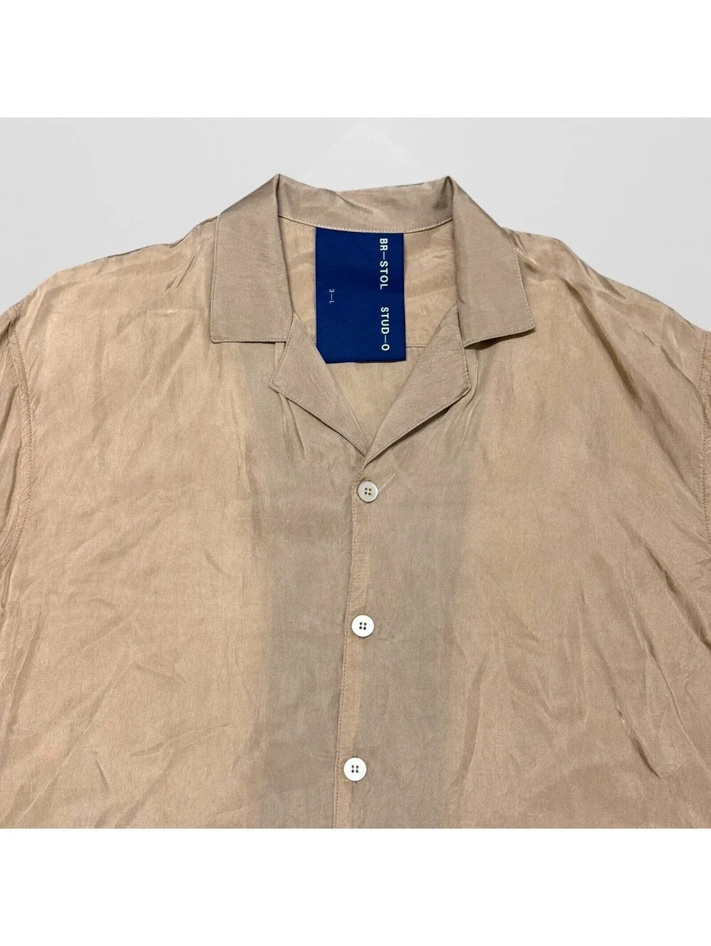 Bristol Studio Shirt Top Cream Beige Button Up BR-STOL STUD-0 L Japan 3 Silk
