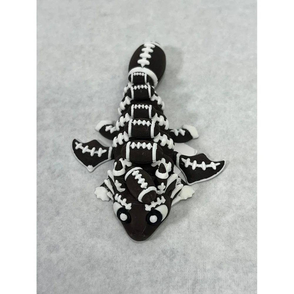 Cylix 3D Football Dragon Articulated Fidget Toy Brown White Sports Collectible