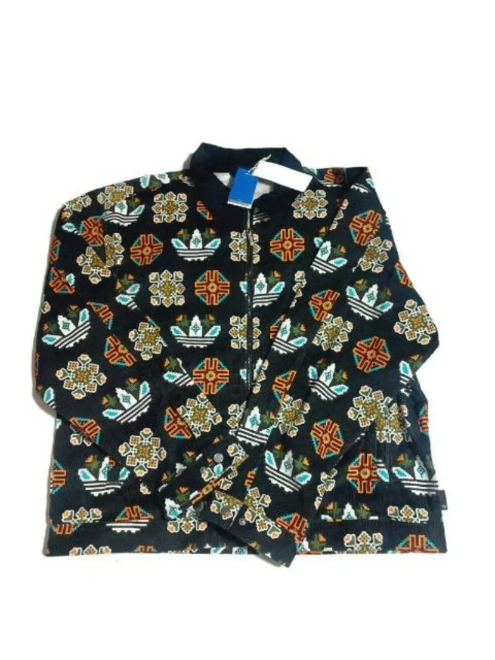 Adidas Monogram All Over Print Loose Coach Jacket Mens Size XL Black JY2998