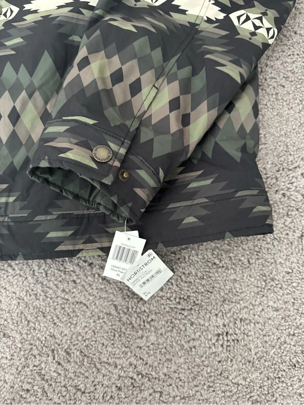 Pendleton Black & Olive Aztec Sherpa-Lined Papago Bomber Jacket- Size XL- NWT