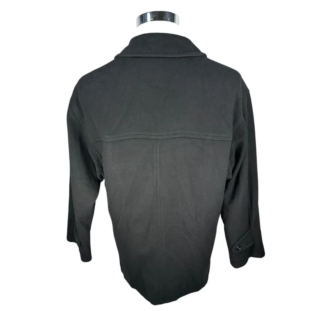Barney’s New York Peacoat Coat Men’s US 36R Black Button Front 100% Cashmere‎