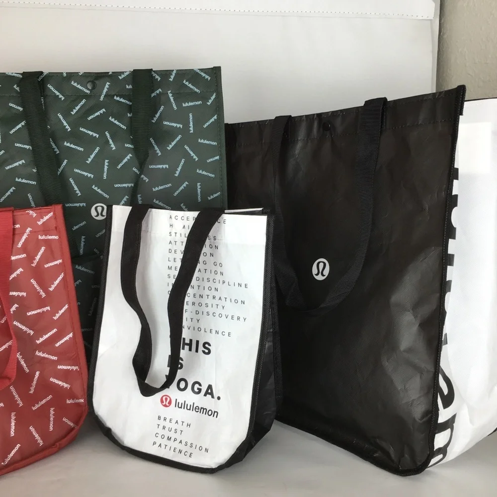 Lululemon Reusable Shopping Tote Bags Bundle of 5, 3 Large 2 Small Athletic