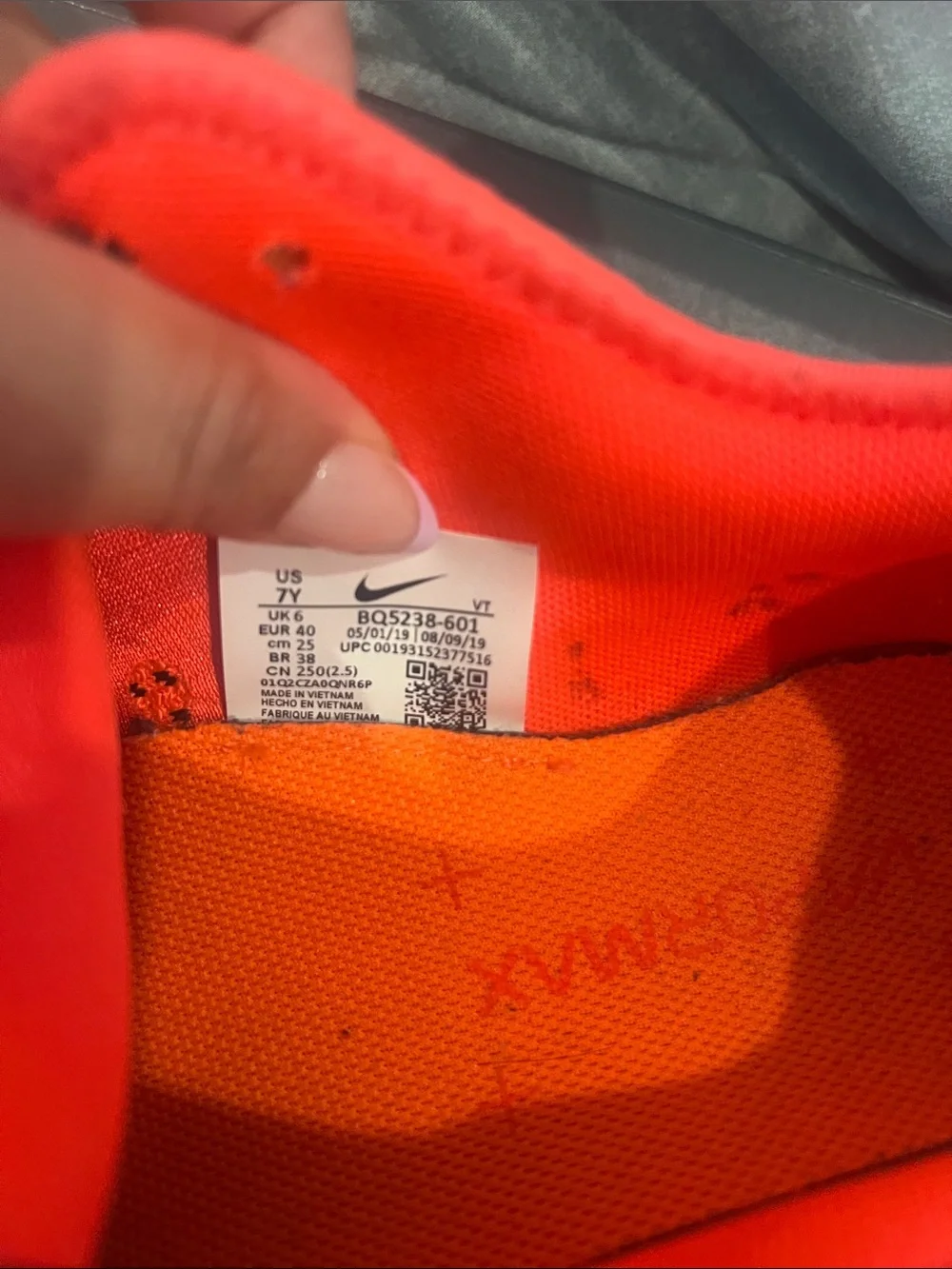 Nike Neon Orange and Black VaporMax Knit Sneakers