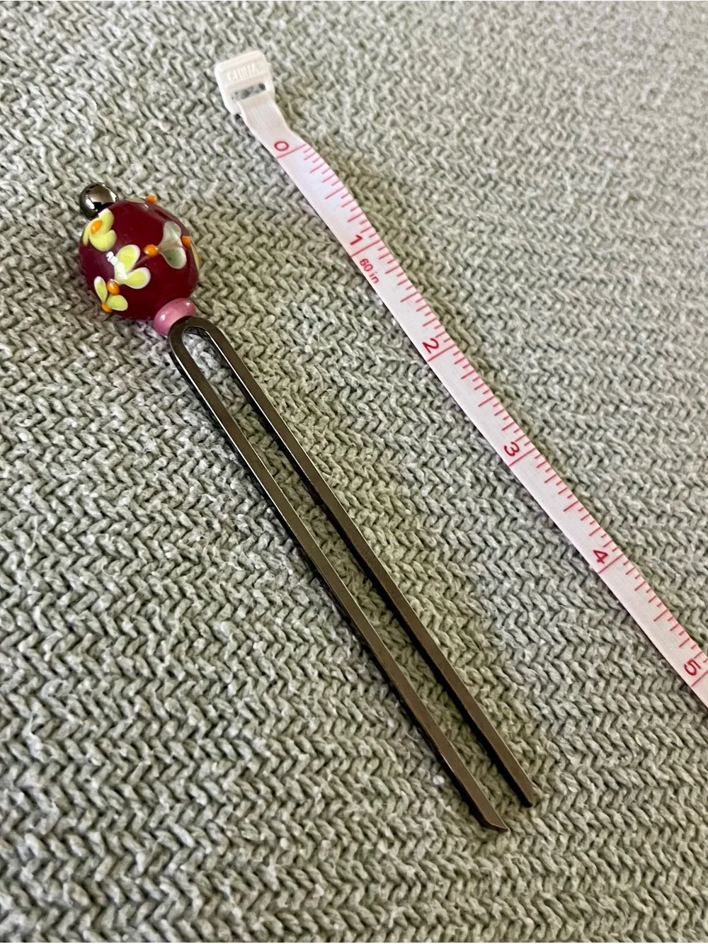 Handmade Japanese Kanzashi Glass Bead Hair Pin - Purchased in Aomori, Japan