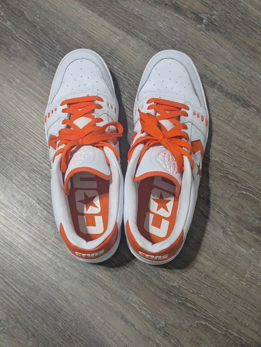 Men's Converse White and Orange Lace-Up Sneakers Size 11