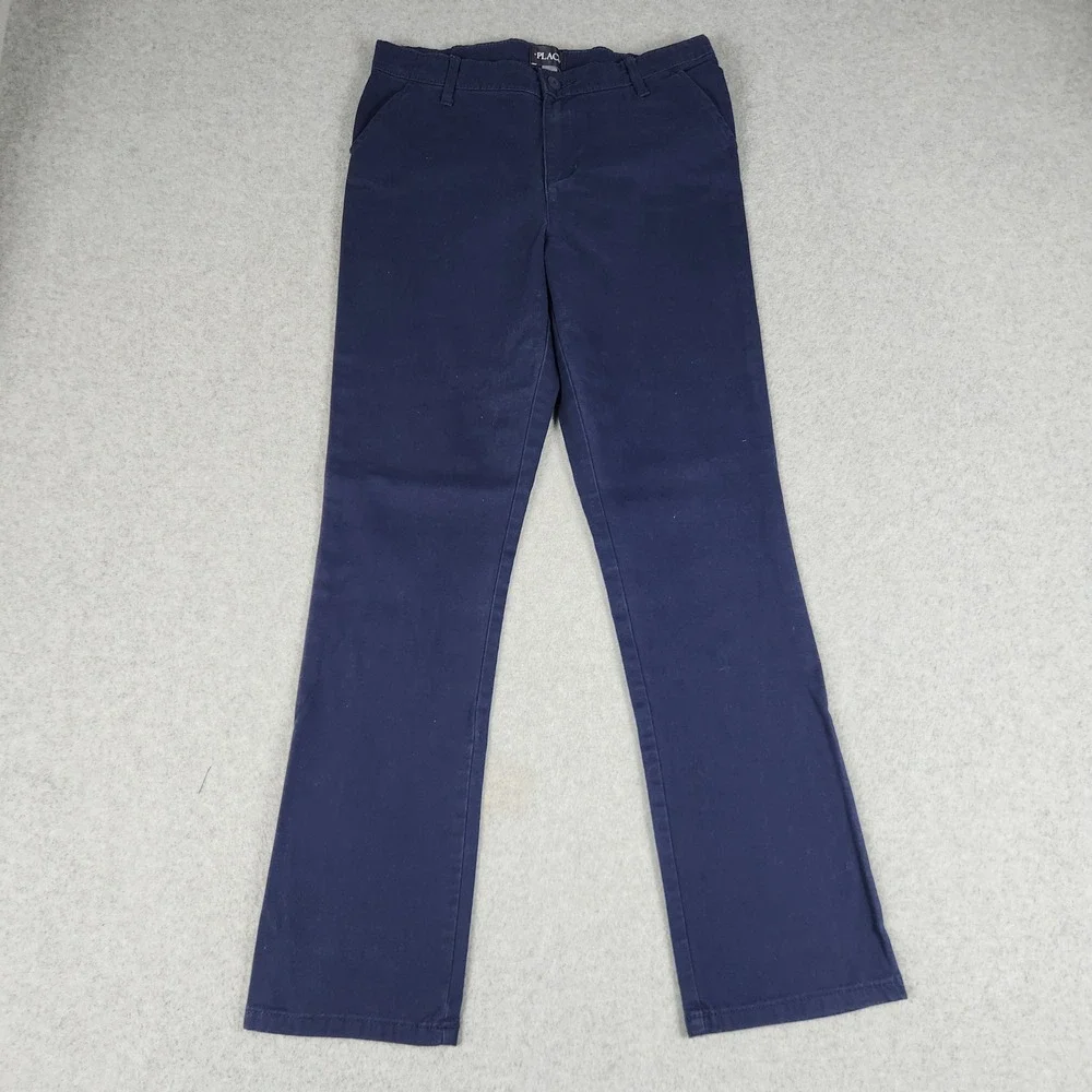 The Childrens Place Chino Pants Kids 16 Navy Blue Cotton Stretch Straight Leg