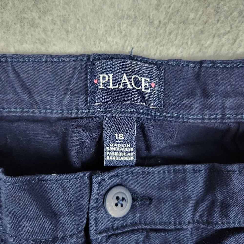 The Childrens Place Chino Pants Kids 18 Navy Blue Cotton Straight Leg Stretch
