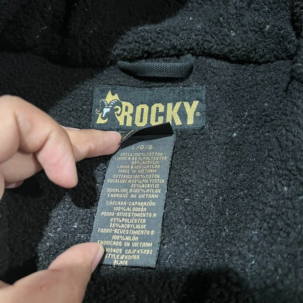 Rocky Mens Black Camo Canvas Sherpa Fleece Hunting Workwear Full Zip Jacket L