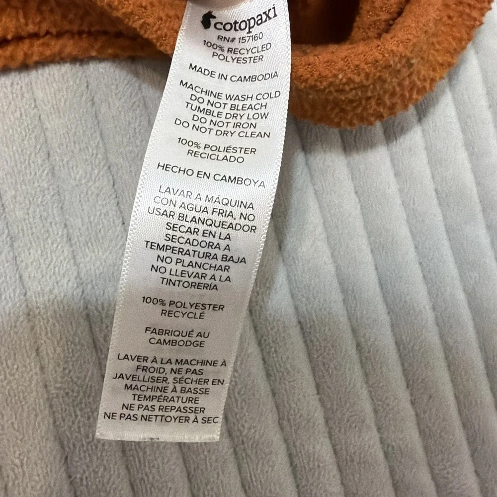 Cotopaxi Abrazo Pullover Mens Medium Orange Blue 1/2 Zip Fleece Colorblock