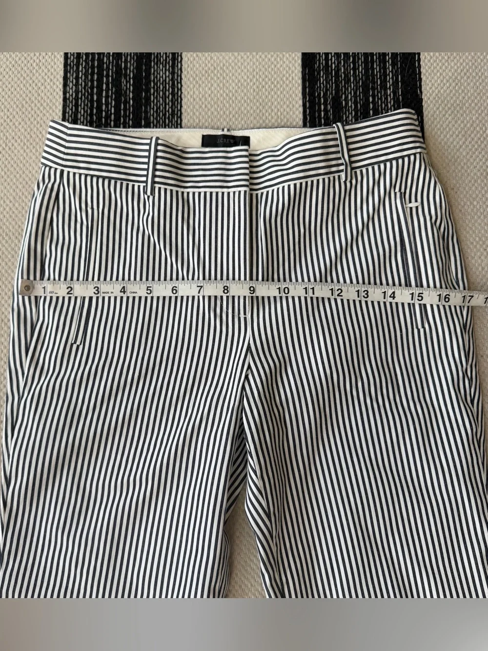 J. Crew Women's Black and White Striped Capri Ankle Dress Pants Size 4 NWT