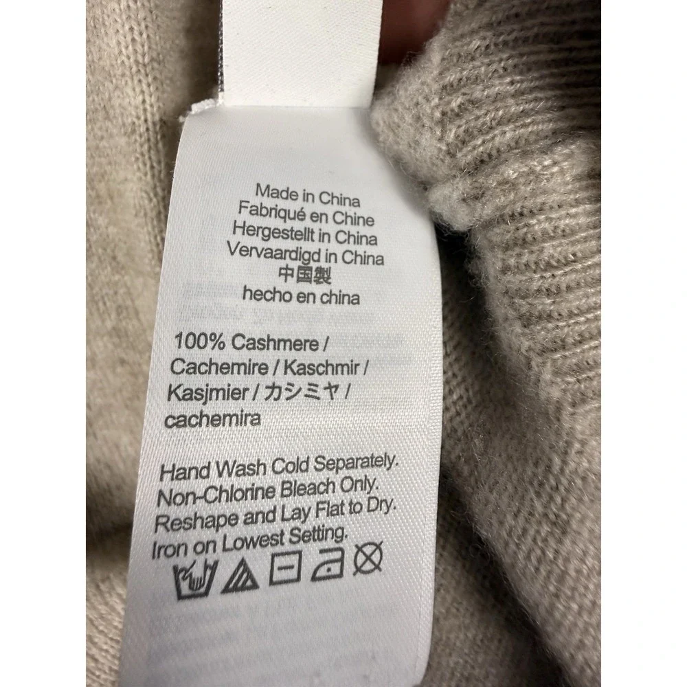 J.Crew 100% Cashmere Sweater Mens L Beige Crewneck Distressed Grunge Soft
