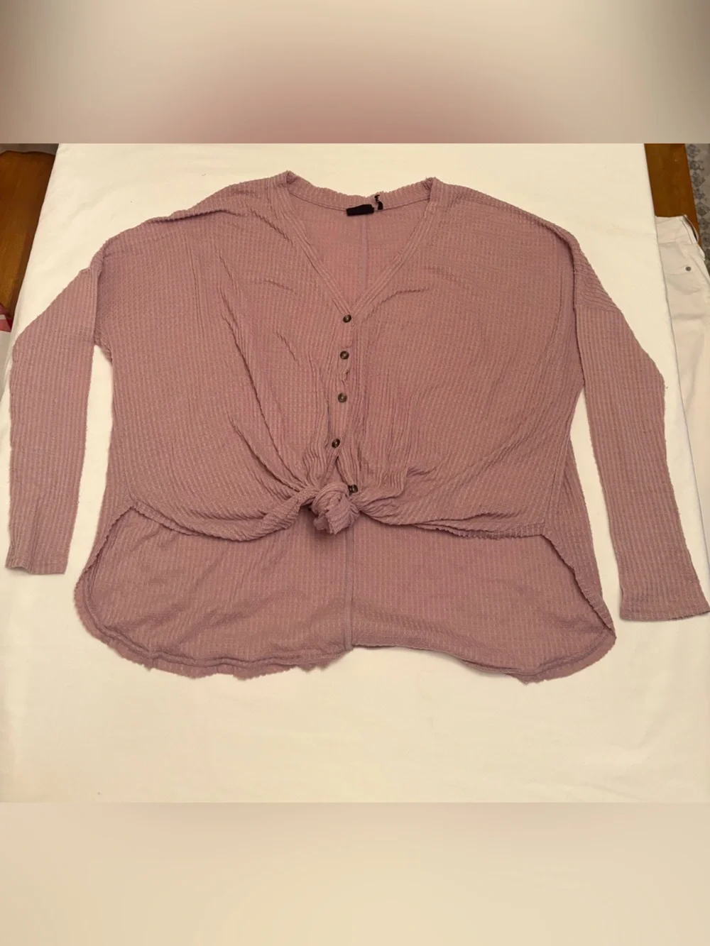 Free People Dusty Mauve Off-Shoulder Tie-Front Crop Top