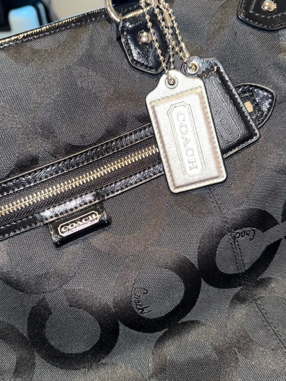 Coach Black Signature Canvas Shoulder Tote