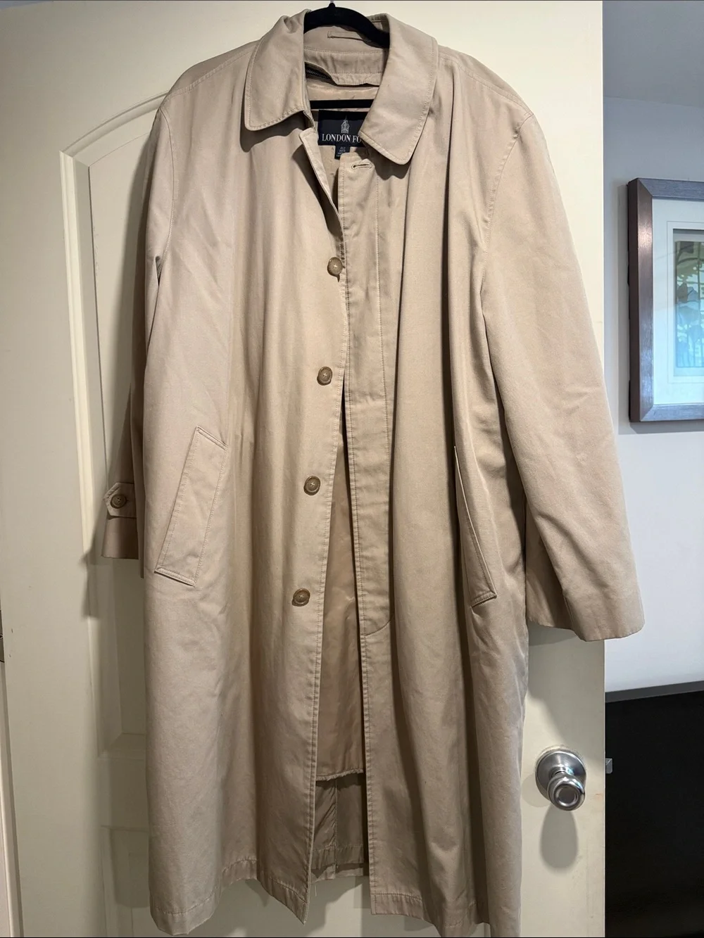 London Fog Men’s Light Beige Single-Breasted Trench Coat