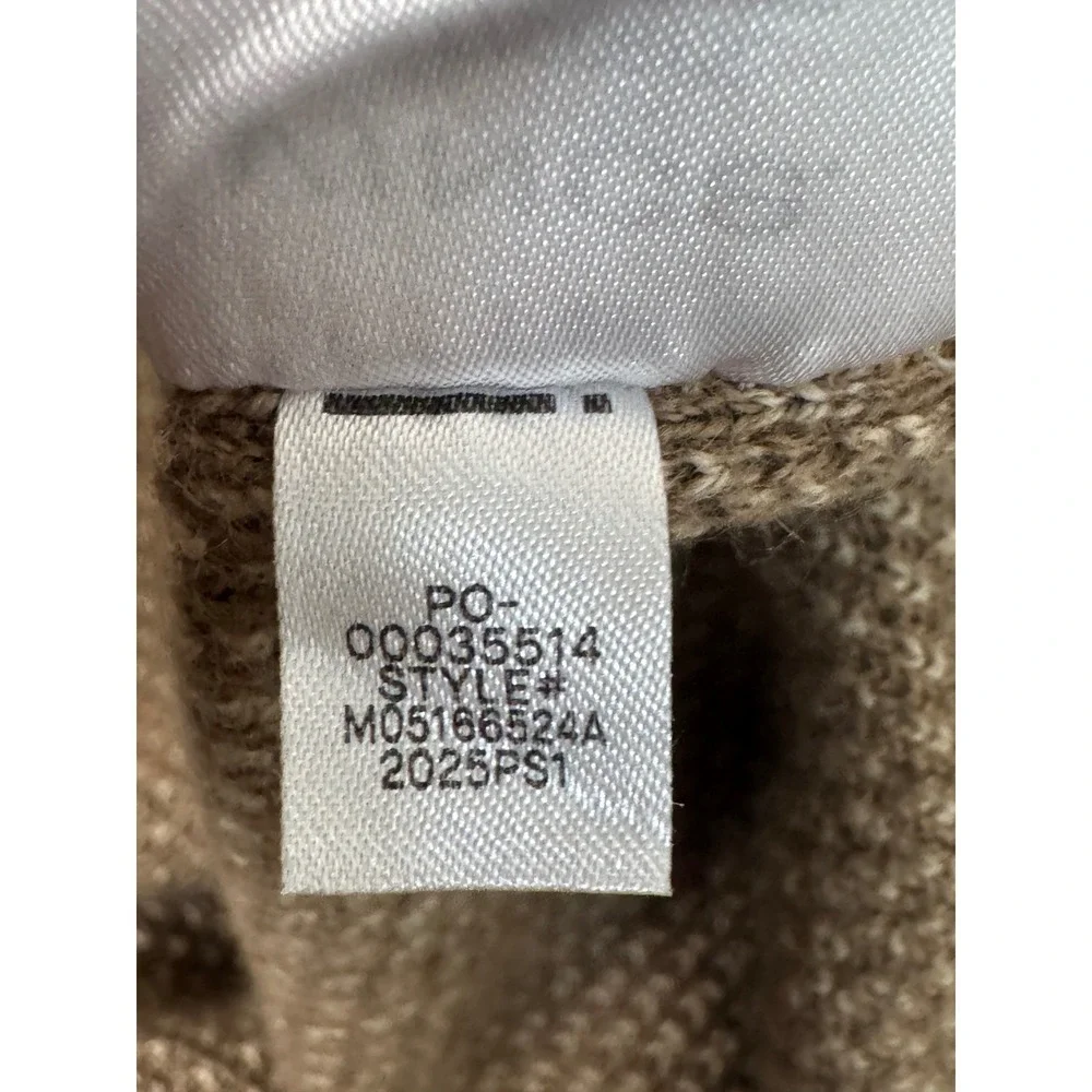 Vince Geo Jacquard Quarter Zip Wool Cashmere Blend Sweater Teton/River Sand Sz M