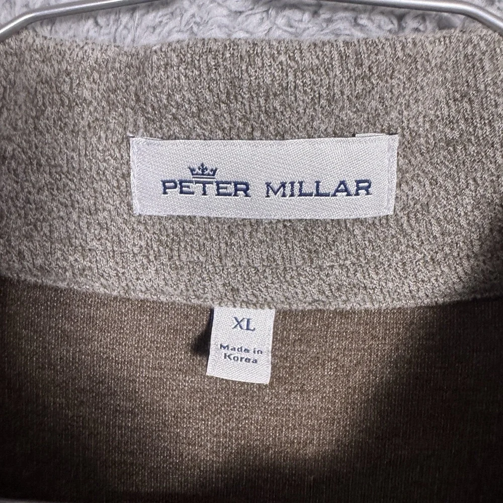 Peter Millar Sweater Mens XL Brown Crown Comfort 1/4 Zip Pullover Arnie Fleece