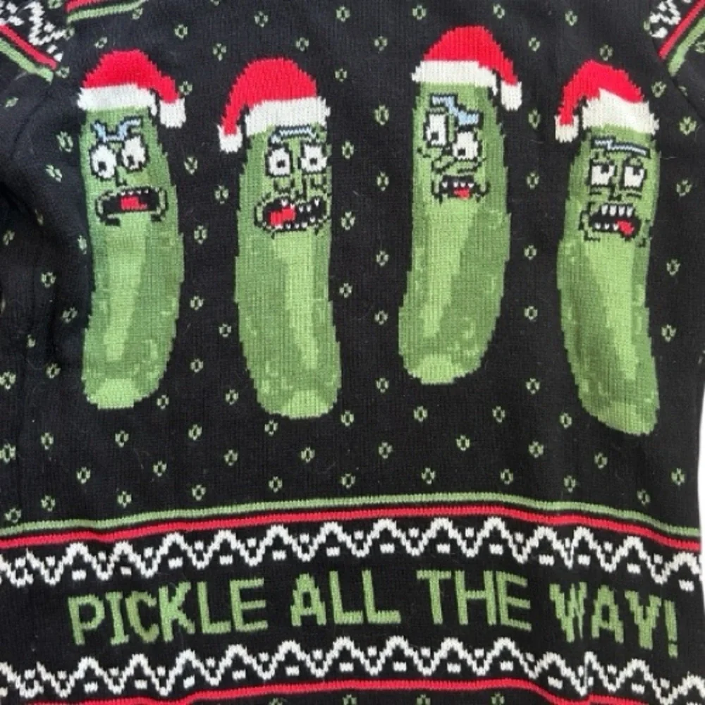 Rick and Morty Boom! Pickle Rick Adult Unisex Ugly Christmas Sweater Black