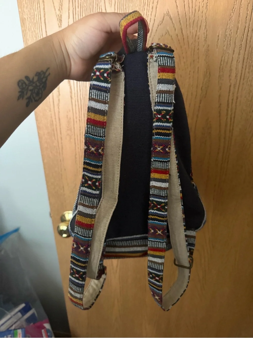 Multicolor Woven bohemian unisex Mini Backpack
