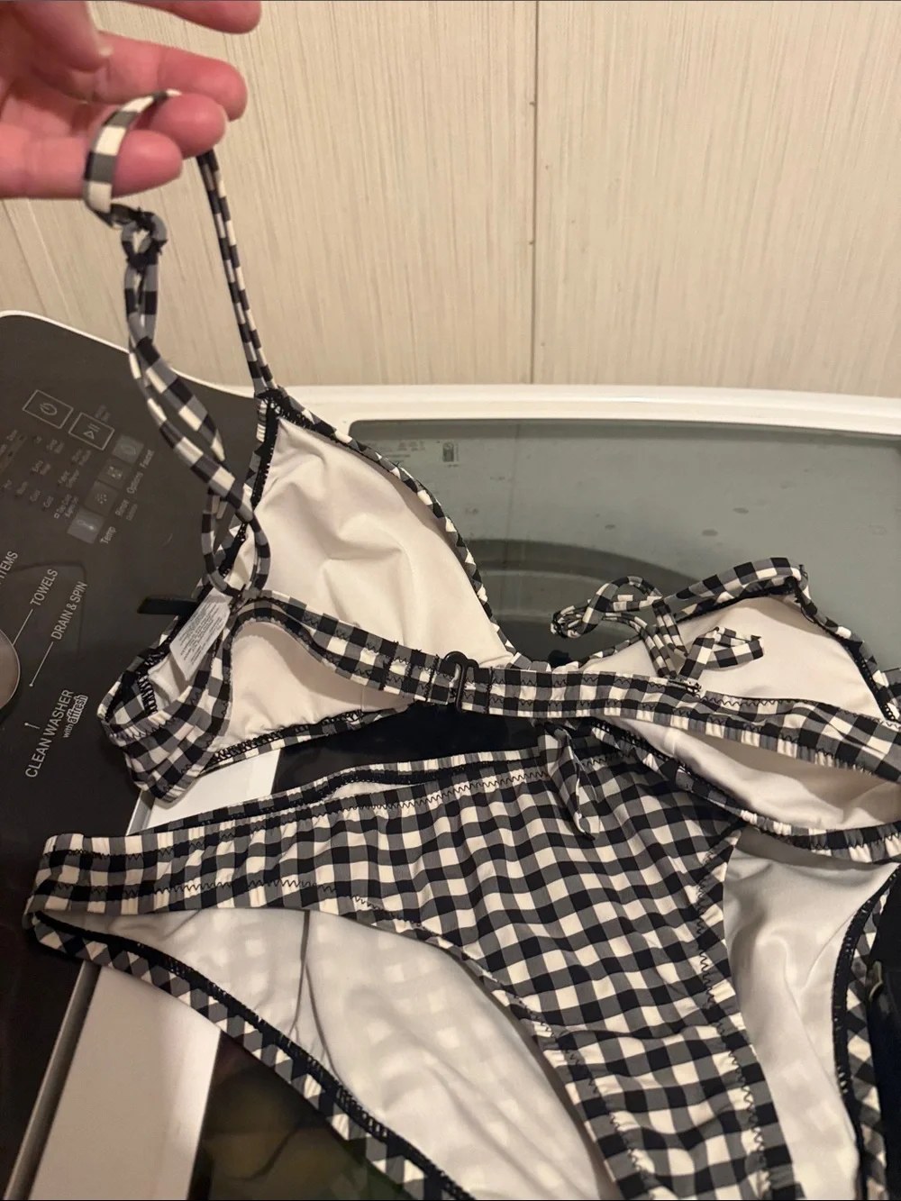 J Crew black  and White Gingham Bikini Set small bottom medium top