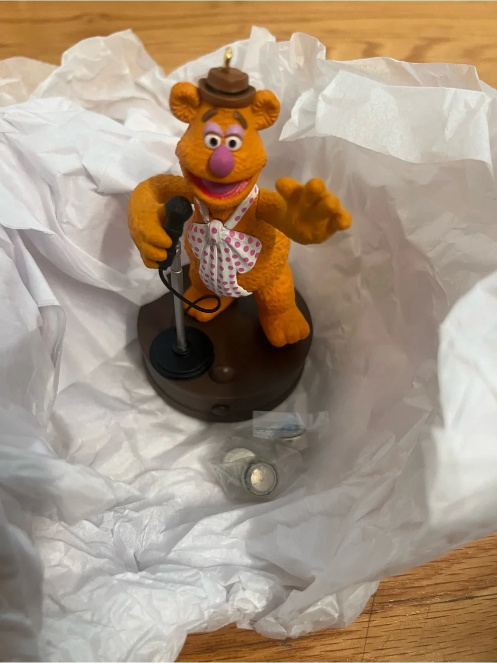 Hallmark Keepsake Fozzie Bear Ornament in Orange with Pink Accent