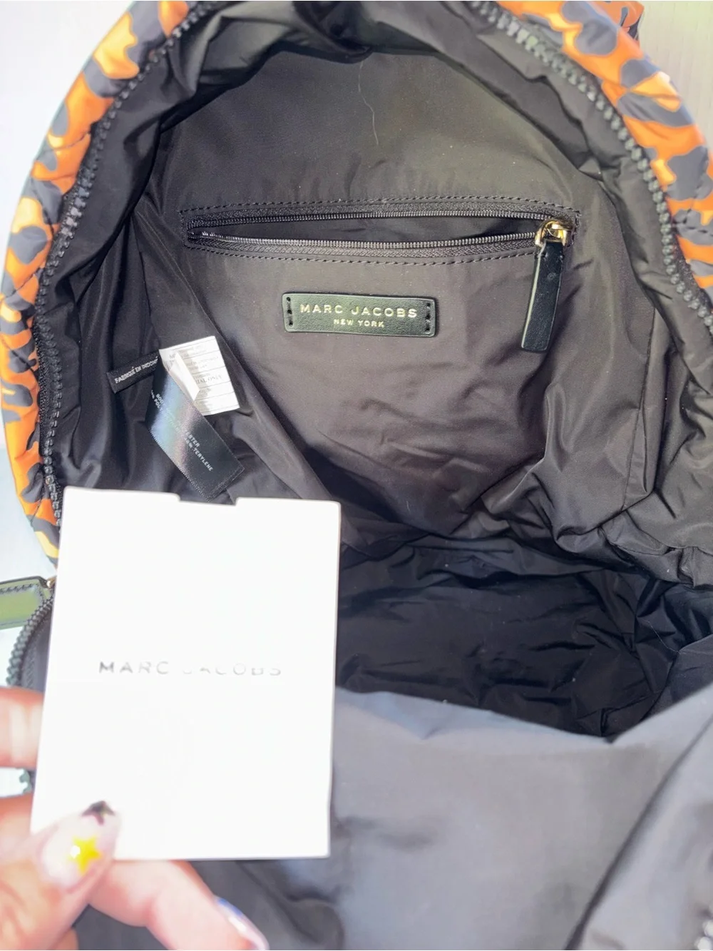 Marc Jacobs Quilted Leopard-Print Mini Backpack in Orange & Black