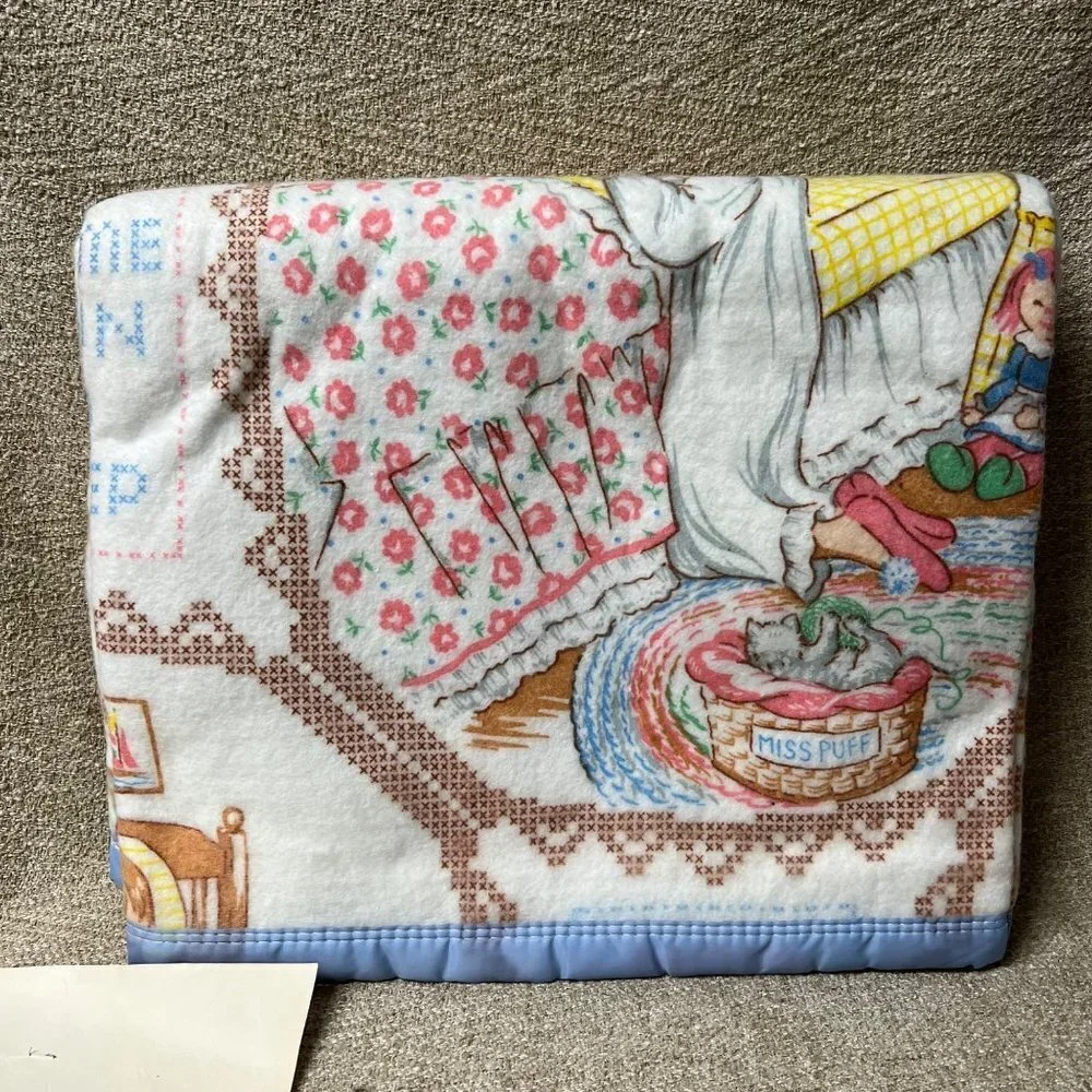 Vtg.Home Designs Blanket Now I Lay Me Down To Sleep Fits Full 72x90