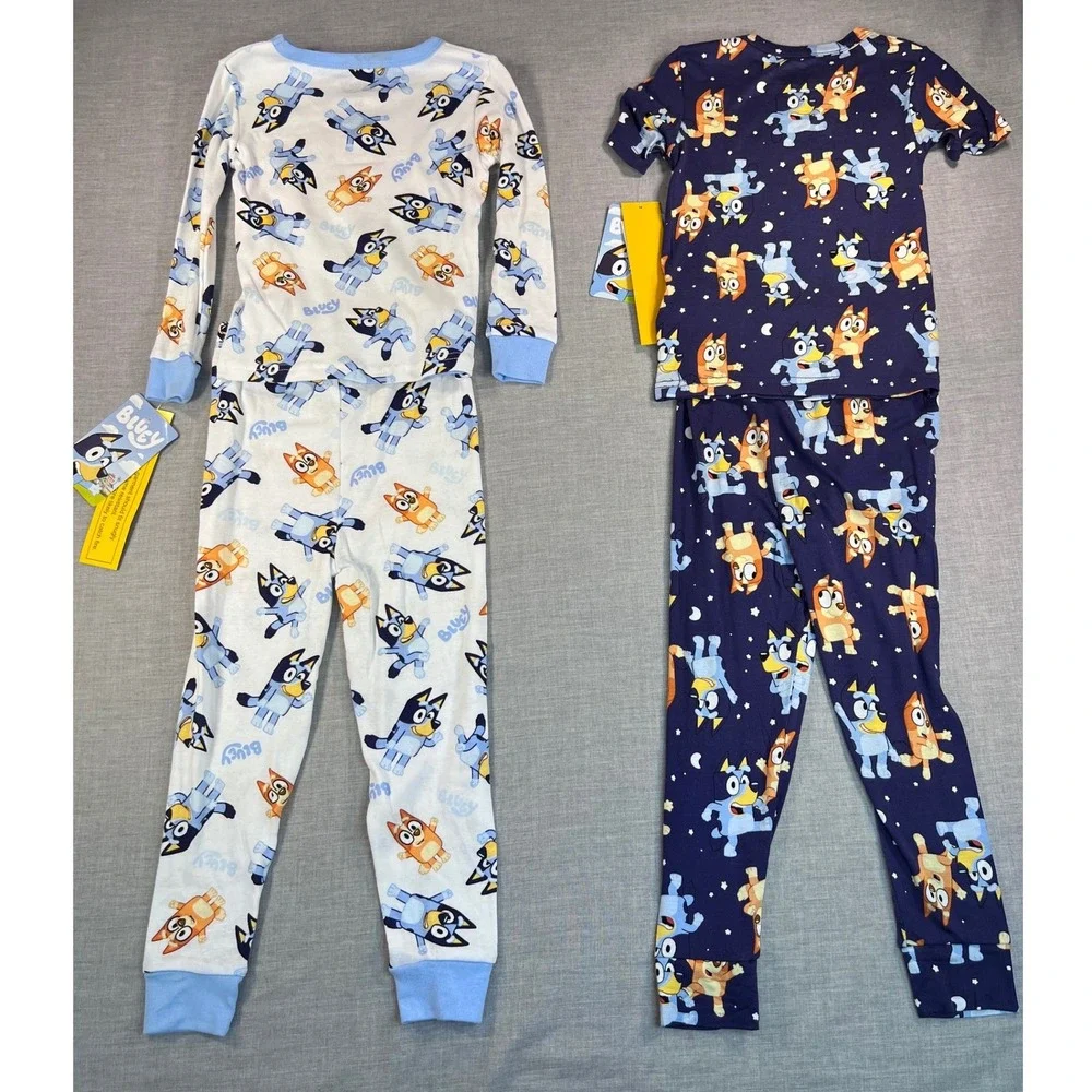 Bluey Toddler Pajamas 4 Piece Set 5T Cotton Viscose Bluey Bingo Blue Navy New