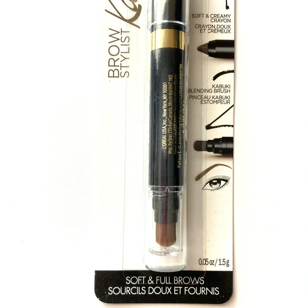 NEW L'Oreal Paris Brow Stylist Kabuki Blender Brow Crayon & Blender 313 Brunette