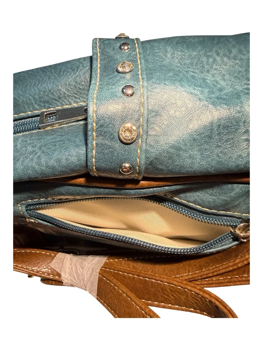 Western Boho Concealed Carry Backpack | Teal & Brown | Turquoise Stone | NWT