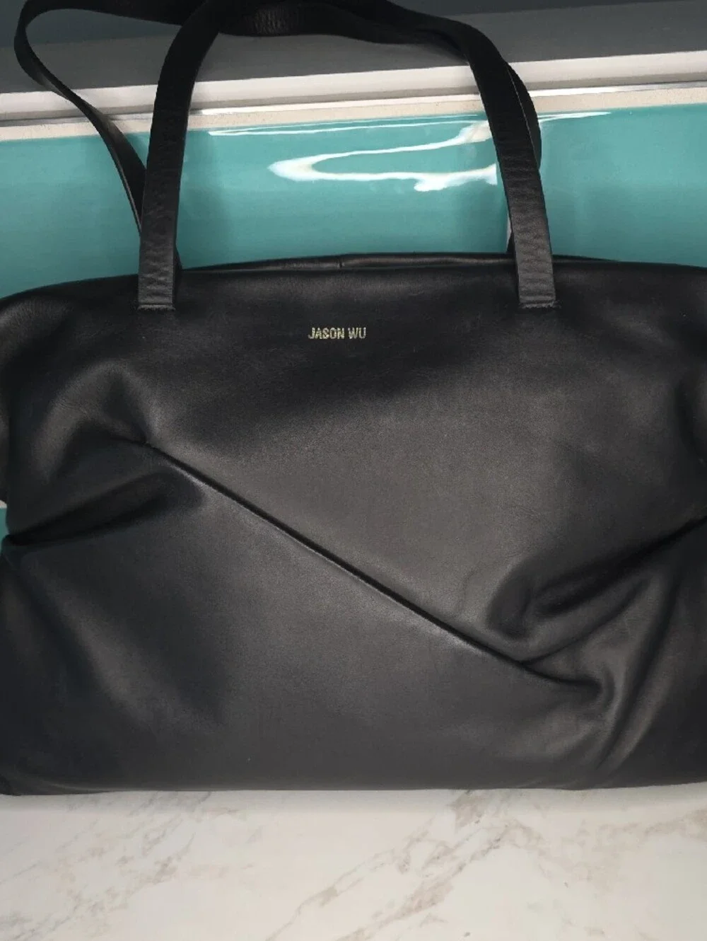 Jason Wu Lyla Ruched Black Leather Tote